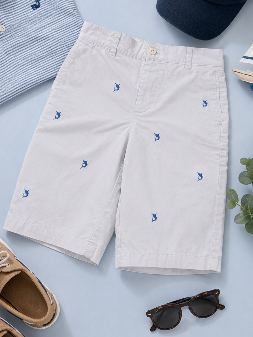 Vineyard Vines Embroidered Shorts Swordfish Pattern Boys Size 14‎